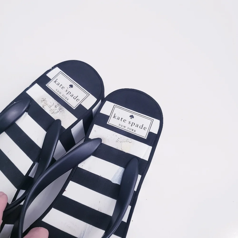 Kate Spade Chunky Wedge Striped Thong Sandals
